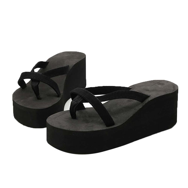 2pcs Beach Flops Women Sandals Flops Slippers Size 40 (Black) - Image 1