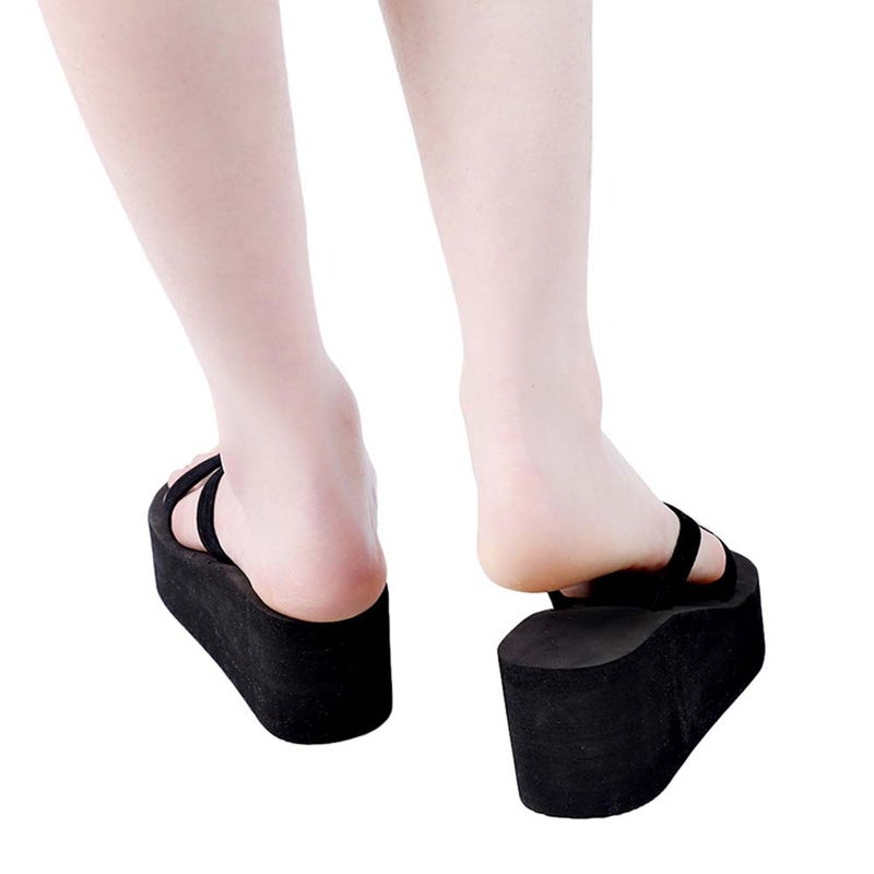 2pcs Beach Flops Women Sandals Flops Slippers Size 40 (Black) - Image 3
