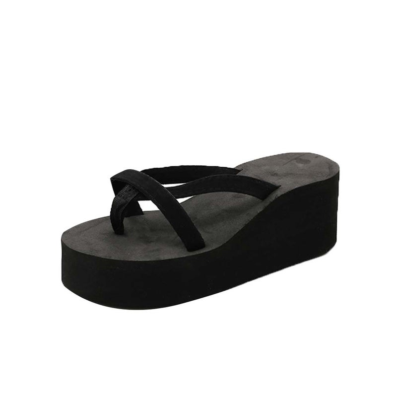 2pcs Beach Flops Women Sandals Flops Slippers Size 40 (Black) - Image 2
