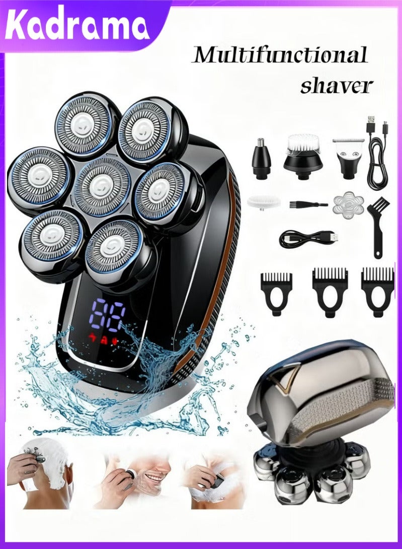 KADRAMA Multi-Functional Washable Electric Shaver Black,Seven-head multi-function shaver 5-in-1 set - Image 1