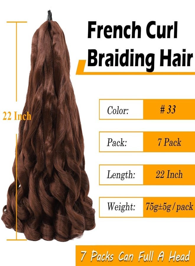 Colorful Queen French Curl Braiding Hair 22 Inch Pre Stretched Bouncy Curly Braiding Hair Extensions 7 Packs French Curly Crochet Hair for Black Women #33 - Image 2