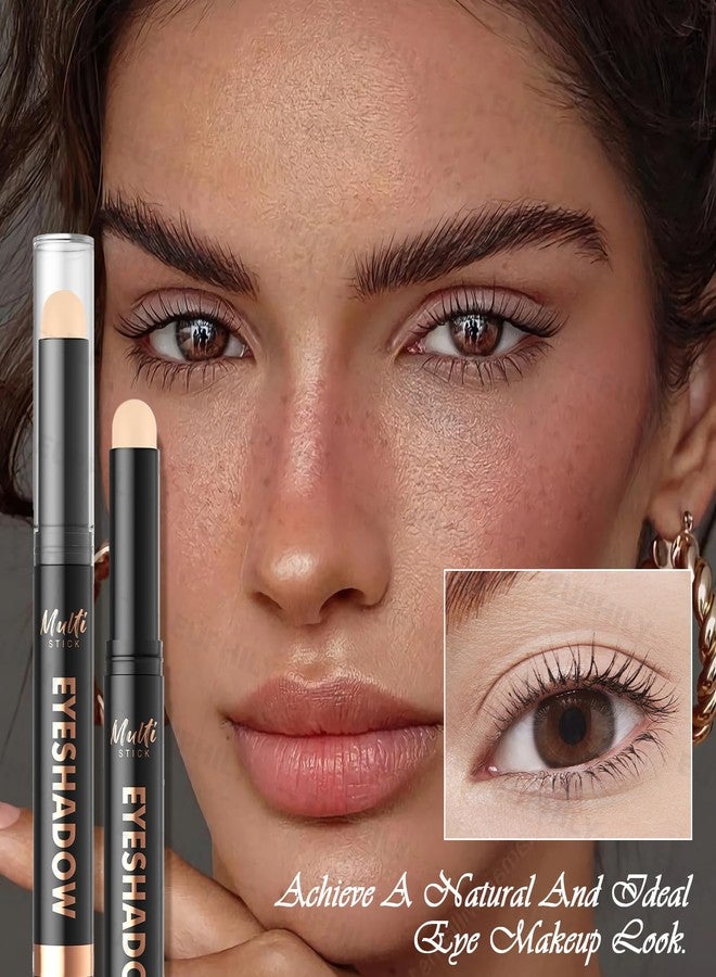 Euphily 4-color Dual-Ended Matte Eyeshadow Sticks Set, Cream Nude Desert Brown Pink Long-Lasting Lightweight Eye Shadow Pencil, Smooth Blendable Natural Eye Makeup Crayon with Built-in Blender Brush for Women - Image 2