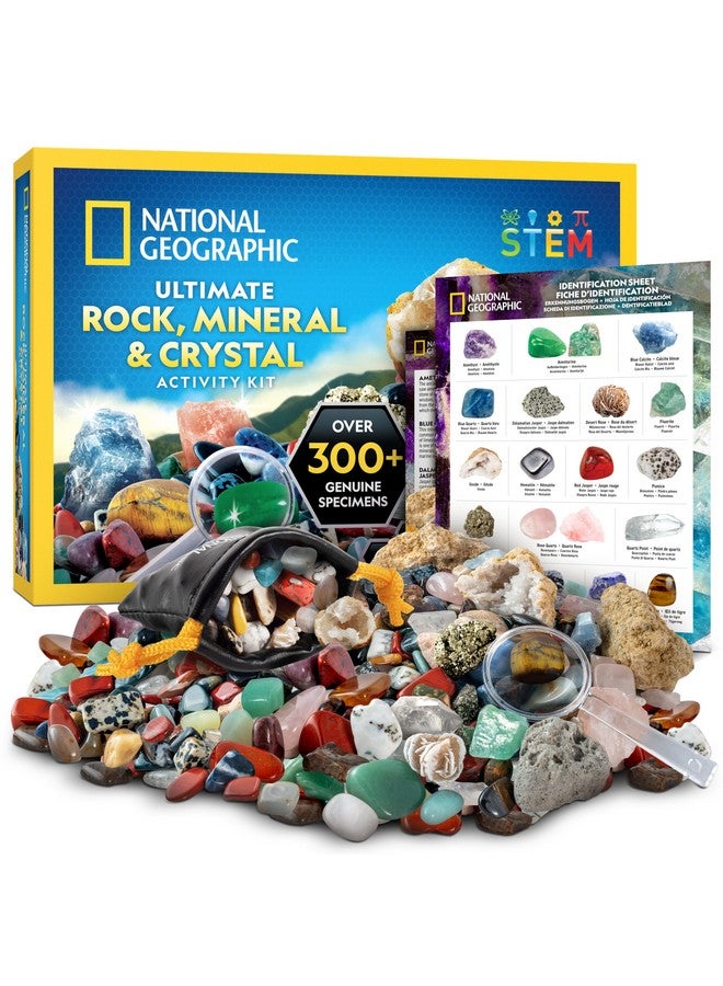 NATIONAL GEOGRAPHIC مجموعة الصخور الوطنية الجغرافية للأطفال - مجموعة من 300+ قطعة من الأحجار الكريمة والبلورات تشمل الجيود والبلورات الحقيقية، الصخور والمعادن، مجموعة علمية للأطفال، هدية جيولوجيا للأولاد والبنات - Image 1