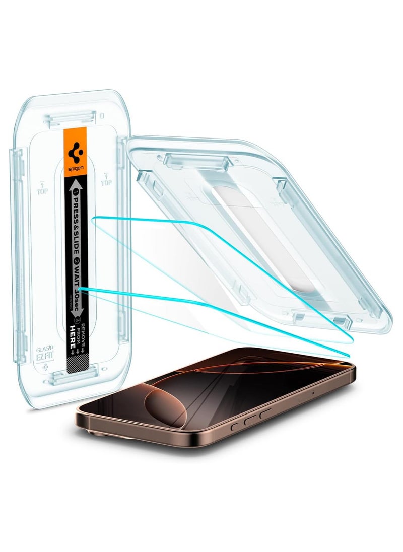 SpigenTempered Glass Screen Protector [GLAStR EZ FIT] Designed for iPhone 16 Pro MAX (2024) Premium Tempered Glass - Case Friendly with Sensor Protection [2 PACK]