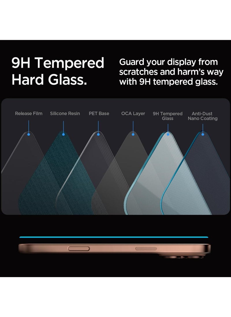 SpigenTempered Glass Screen Protector [GLAStR EZ FIT] Designed for iPhone 16 Pro MAX (2024) Premium Tempered Glass - Case Friendly with Sensor Protection [2 PACK]