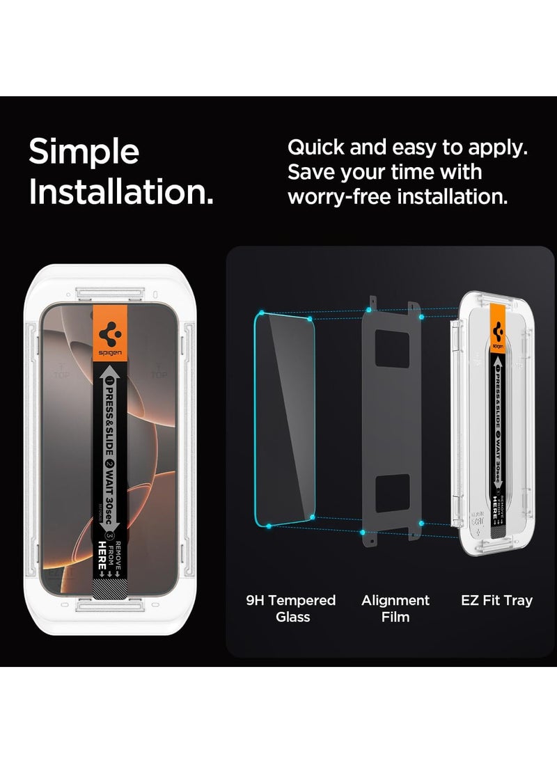 SpigenTempered Glass Screen Protector [GLAStR EZ FIT] Designed for iPhone 16 Pro MAX (2024) Premium Tempered Glass - Case Friendly with Sensor Protection [2 PACK]