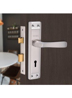 PRYKCS PRYKCS Mriga 7 Inch Iron Mortice Handle Set with Single Turn 6 Lever Latch Lockset 2KEYS for Bathrooms Bedrooms and Any Wooden Door_Lock_P3_Nickel Silver Finish  - Image 1