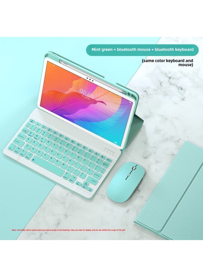 For IPad110.9.7 Touch Backlit Bluetooth Keyboard Air5 Leather Case Pro Protective Case Mini6 Upper Pen Slot-Color:Mint Green + Bluetooth Keyboard (send Bluetooth Mouse)-Product Type:Ipad Air4/5/6/7 10.9inch Universal - Image 1
