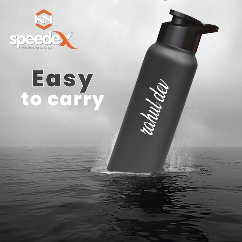 Speedex زجاجة ماء رمادية مخصصة من الفولاذ المقاوم للصدأ سعة 1 لتر مع غطاء شفاط - مقاومة للتسرب، خفيفة الوزن، متينة | للأطفال، البالغين، المكتب، المدرسة، والسفر (1000 مل) - Image 4