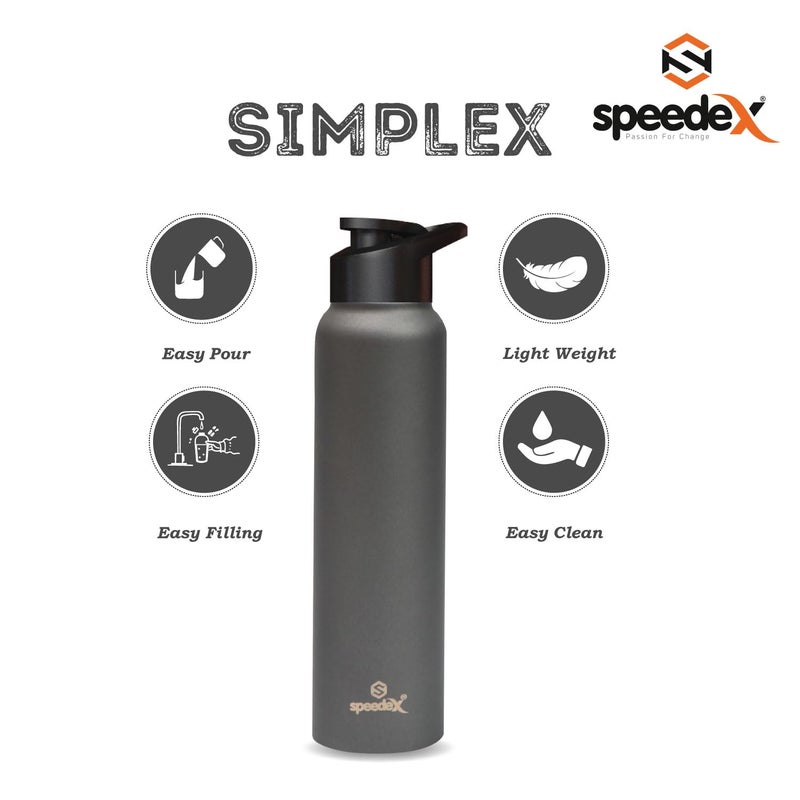 Speedex زجاجة ماء رمادية مخصصة من الفولاذ المقاوم للصدأ سعة 1 لتر مع غطاء شفاط - مقاومة للتسرب، خفيفة الوزن، متينة | للأطفال، البالغين، المكتب، المدرسة، والسفر (1000 مل) - Image 5