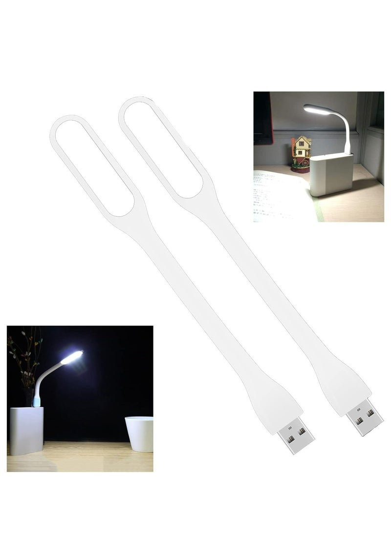 Generic 2pcs,Ultra Bright LED USB Lamp White,Mini Flexible Light, Portable USB Led Reading Night Lamp for PC Laptop Computer Notebook Power Bank  (White)  - Image 1