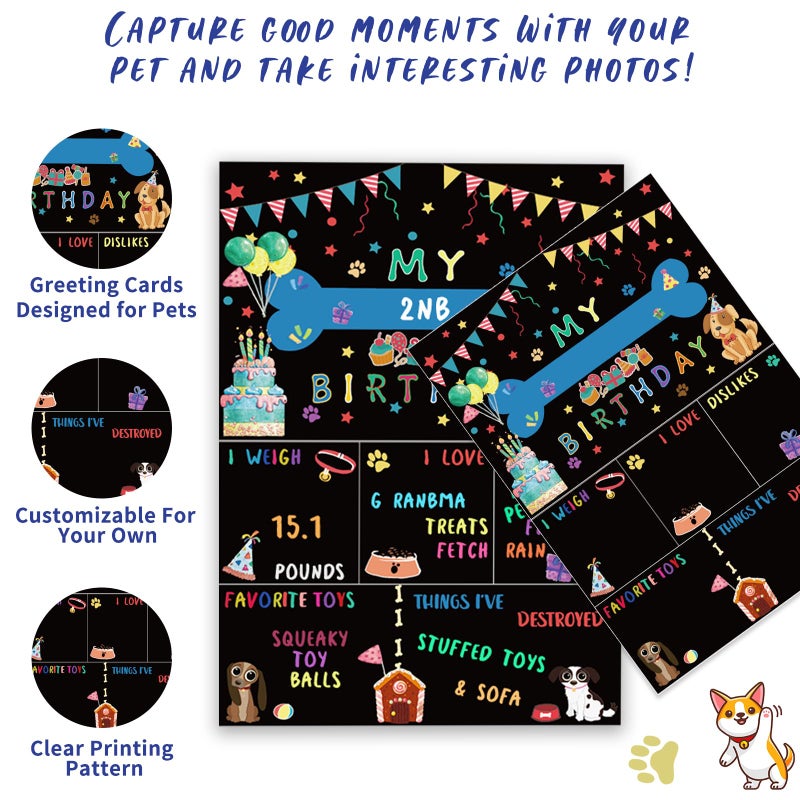 Bolake Blue Dog Birthday Party Supplies Pet Birthday Bandanas Boy Doggy Birthdays Hat Bow Tie Greeting Card Numbers It's My Bday Mother Puppers Sign Banner for Medium Large Pets - Image 4