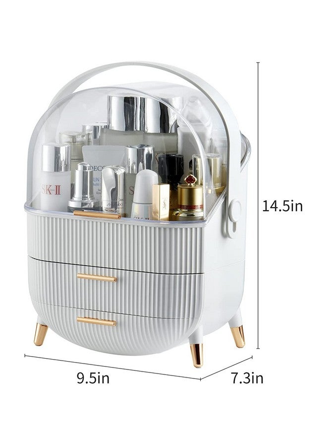 Ostin Makeup Holder Cosmetic Organizer Drawer Storage Jewellery Box Dustproof, Professional Portable Makeup Case with Drawer Lid for Ladies Gift (White) - Image 5