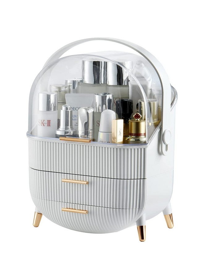 Ostin Makeup Holder Cosmetic Organizer Drawer Storage Jewellery Box Dustproof, Professional Portable Makeup Case with Drawer Lid for Ladies Gift (White) - Image 1