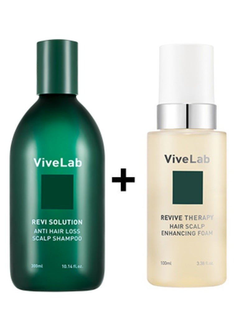 ViveLab 2-Piece Vivelab Revi Solution Anti Hair Loss Scalp Shampoo 300ml & Vive Lab Revive Therapy Hair Scalp Enhancing Foam 100 ml - Image 1