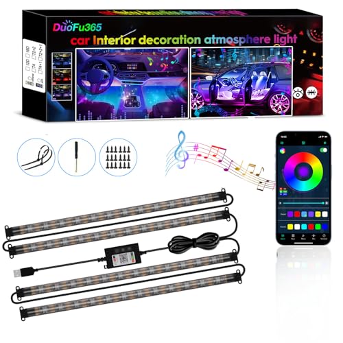DUOFU365 Car Led Strip Lights RGB Truck Interior Lights with App Control Under Dash Footwell Automotive Led Light Strip Car Ambient Lighting 1set - Image 1