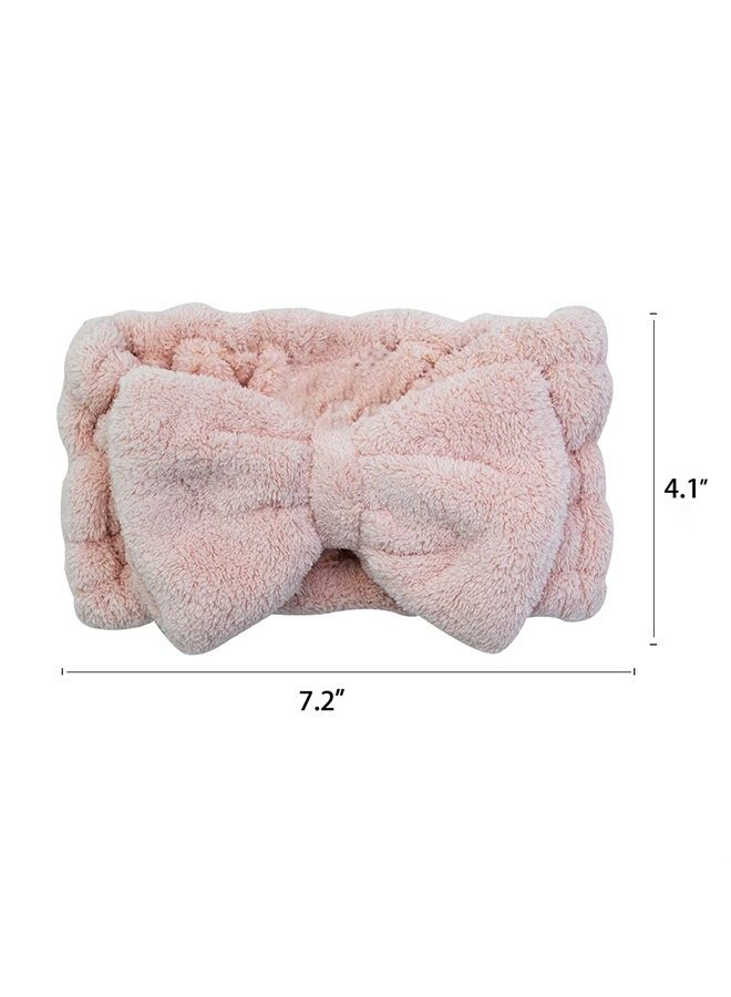Chloven 2 Pack Microfiber Bowtie Headbands Facial Makeup Headband Cosmetic Bowknot Hairlace Wash Spa Yoga Sports Shower Adjustable Elastic Hair Band for Girls and Women - Image 2