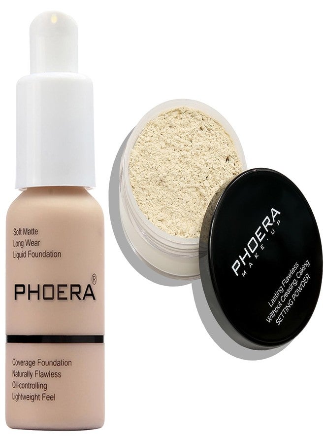 Hilareco PHOERA Foundation Full Coverage,PHOERA Face Powder, Soft Focus Setting Powder, PHOERA Makeup Lightweight Wrinkles Matte Natural Finish for a Flawless Complexion (102 Nude+N.01 Translucent) - Image 1