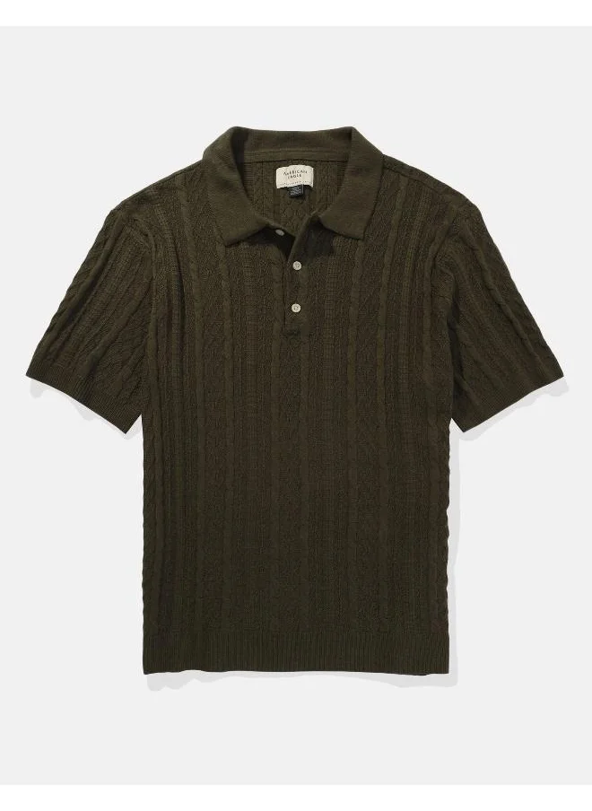 American Eagle Textured Polo Neck Sweater
