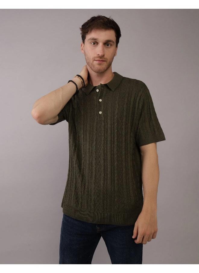 American Eagle Textured Polo Neck Sweater  - Image 1