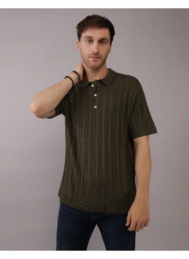 American Eagle Textured Polo Neck Sweater  - Image 1