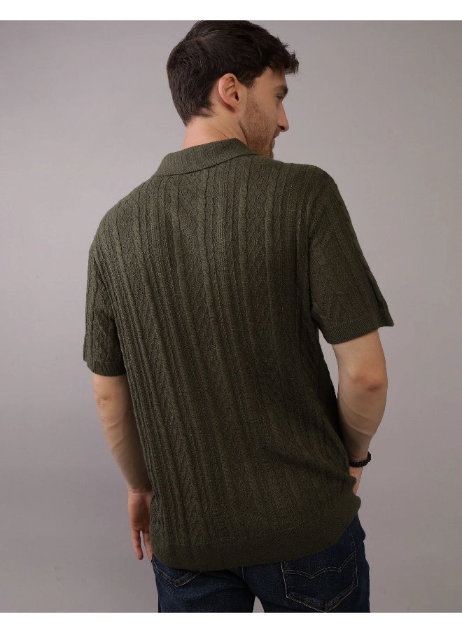 American Eagle Textured Polo Neck Sweater  - Image 4
