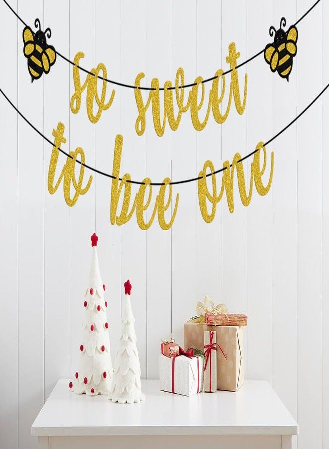 WFKLDF So Sweet To Bee One Banner, Gold Glitter Bee Baby Shower & 1st Birthday Party Decor, Standard Banner, Indoor Use - Image 4