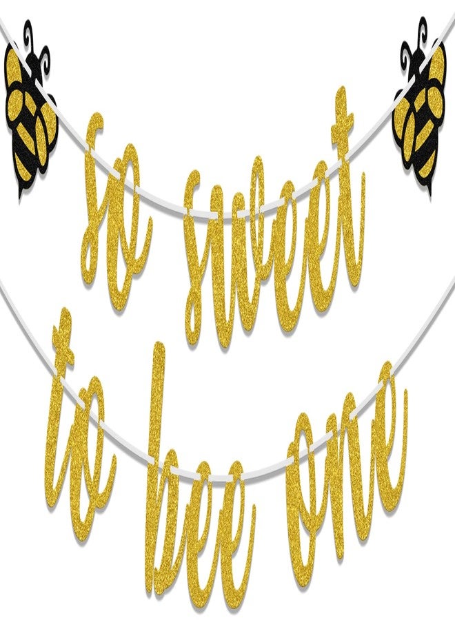 WFKLDF So Sweet To Bee One Banner, Gold Glitter Bee Baby Shower & 1st Birthday Party Decor, Standard Banner, Indoor Use - Image 1