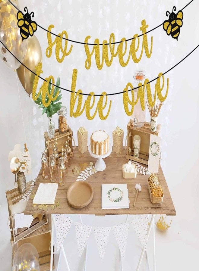 WFKLDF So Sweet To Bee One Banner, Gold Glitter Bee Baby Shower & 1st Birthday Party Decor, Standard Banner, Indoor Use - Image 5