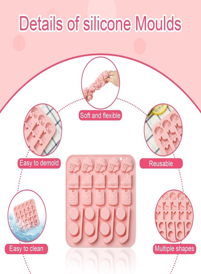 Airssory 2 pcs Hockey Theme Silicone Fondant Molds Sports Ball Game Exercise Moulds for DIY Cake Chocolate Pudding Jelly Candy Resin Craft Candle Home Decor - Image 3