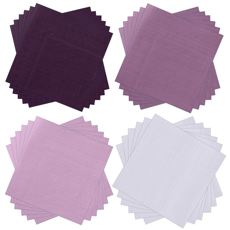 Layhit مناديل كوكتيل قابلة للتصرف 100 قطعة - مناديل مشروبات مربعة ورقية للحلويات لعيد الحب والزفاف واحتفالات أعياد الميلاد والعشاء والغداء (سلسلة بنفسجية 5 × 5 بوصة) - Image 1