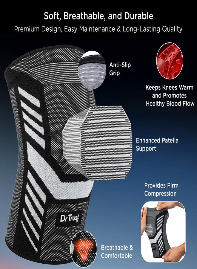Dr Trust USA 4520 Knee Cap Pro for Knee Pain, Meniscus Tear, ACL Arthritis, Sports and Recovery Support, Advanced Compression Knee Sleeve for Joint Stability Recovery Knee Brace For Men and Women - Medium (1 Pair) - Image 4