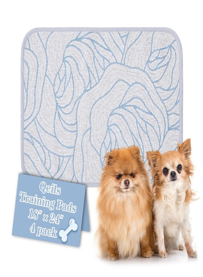 Qeils Pee Pads for Dogs, 4 Pack Reusable Puppy Pads 18"x24" Super Absorbent Leakproof Dog Wee Wee Pads, Anti-Slip Potty Training Pads for Floor, Crate,Couch, Whelping Pads Litter Mat Dog Accesories - Image 1