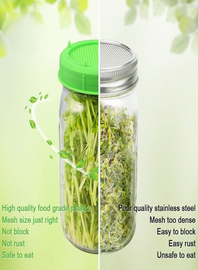 Amytalk 12 Pack Plastic Sprouting Lids for 86mm Wide Mouth Mason Jars, Sprouting Strainer Lid for Canning Jars, Suit for Grow Bean Sprouts, Alfalfa, Salad Sprouts etc - Image 3