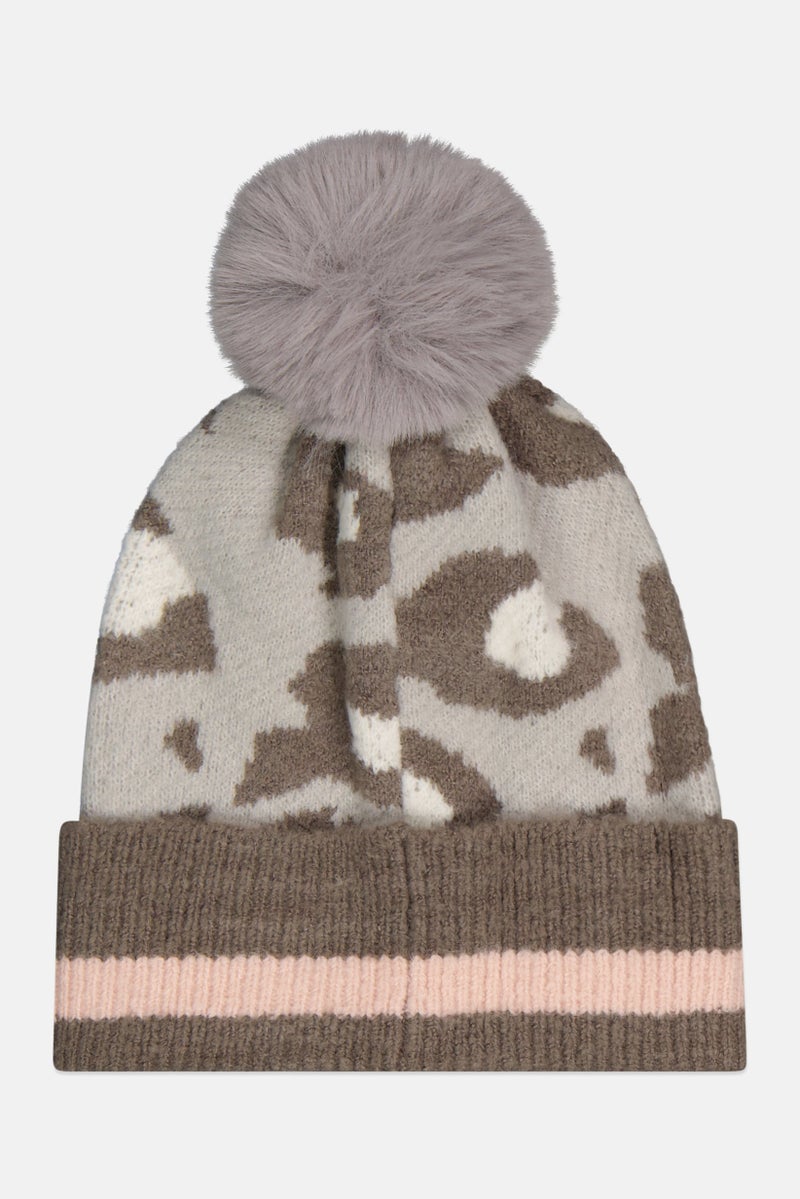 INC Women Animal Pattern Knitted Beanie, Grey - Image 2