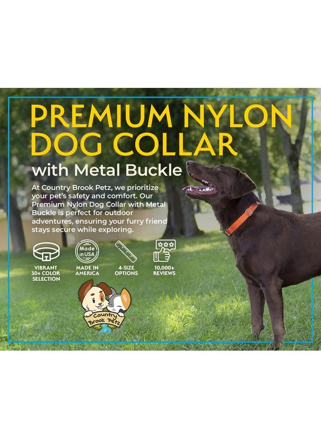 Country Brook Design - Country Brook Petz Premium Nylon Dog Collar with Metal Buckle for Small Medium Large Breeds - Vibrant 30+ Color Selection (Small, 3/4 Inch, Gold) - Image 1