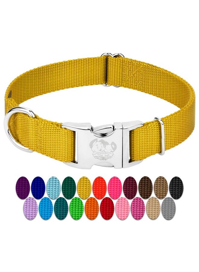 Country Brook Design - Country Brook Petz Premium Nylon Dog Collar with Metal Buckle for Small Medium Large Breeds - Vibrant 30+ Color Selection (Small, 3/4 Inch, Gold) - Image 1