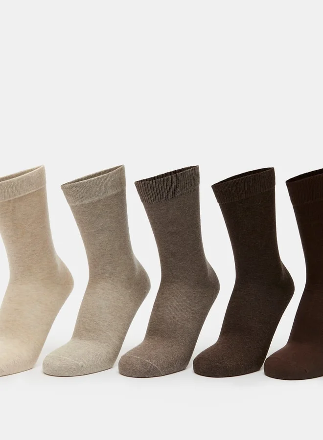 Men's Solid Calf Length Socks - Set of 5