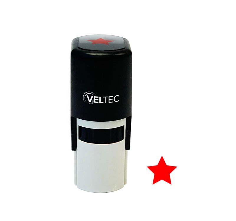 Veltec Self-Inking Stamp, Round Teacher Stamp for Classroom (Solid Star) - Image 1
