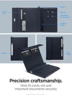 Spigen Passport Cover Holder Card Wallet Travel Documents Organizer Protector Accessories with RFID Blocking Technology SIM Card Pin Included - Navy Blue  - Image 3
