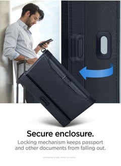 Spigen Passport Cover Holder Card Wallet Travel Documents Organizer Protector Accessories with RFID Blocking Technology SIM Card Pin Included - Navy Blue  - Image 5