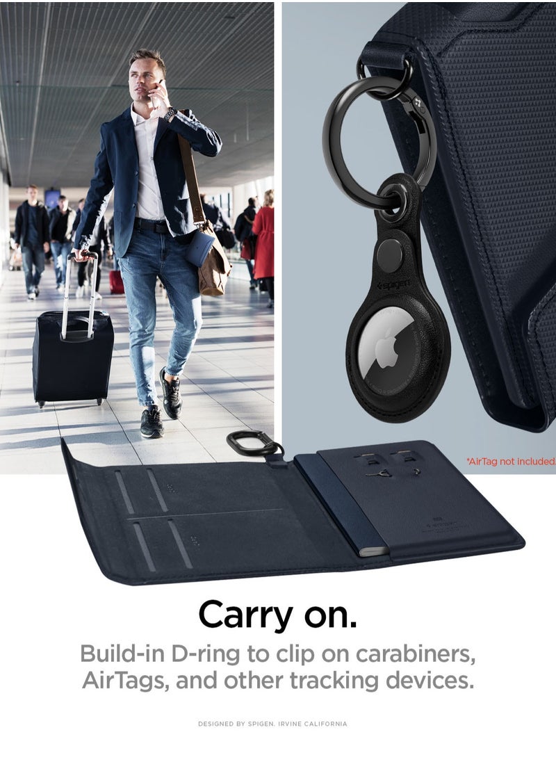 Spigen - Passport Cover Holder Card Wallet Travel Documents Organizer Protector Accessories with RFID Blocking Technology SIM Card Pin Included - Navy Blue - Image 1