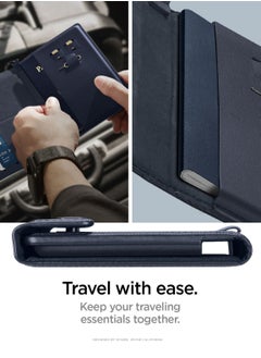 Spigen Passport Cover Holder Card Wallet Travel Documents Organizer Protector Accessories with RFID Blocking Technology SIM Card Pin Included - Navy Blue  - Image 2