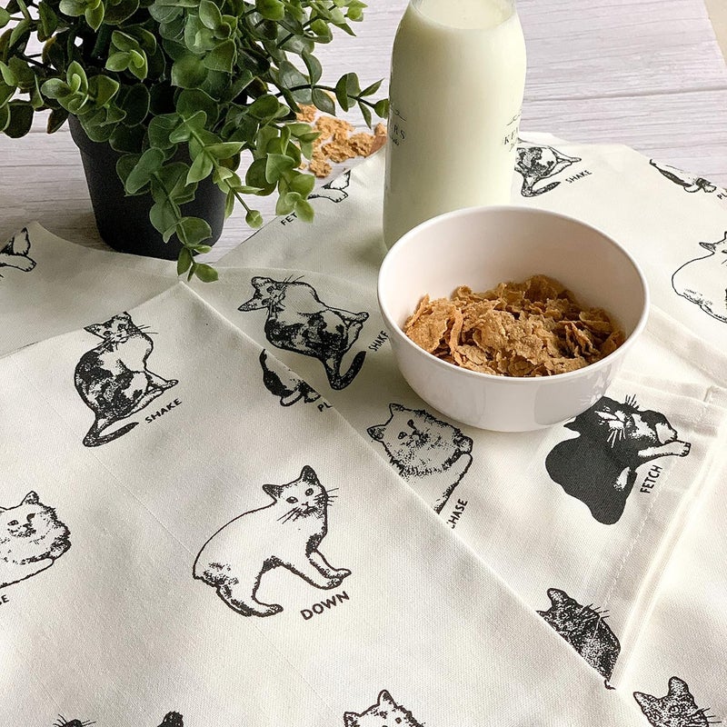 PIXEL HOME Cat Design Premium Cotton Multi-Purpose Towel - Pack of 4 - Image 2