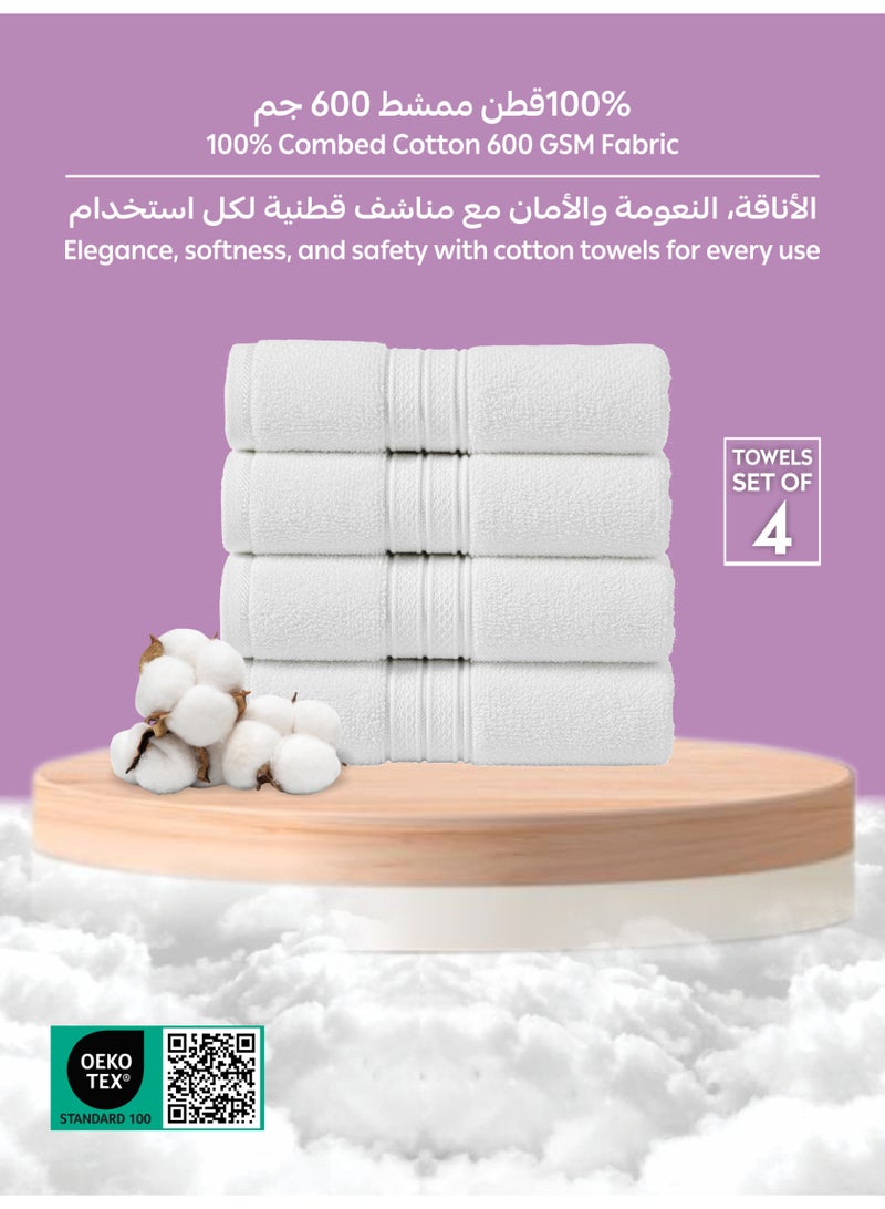 Donetella 4-Pcs Premium Bath Towel Set (70x140 cm) – 600 GSM 100% Cotton,100% Combed Cotton 600 GSM | Quick Dry, Ultra-Absorbent, Thick & Plush | Ideal for Bath, Spa, Gym, Hotel & Everyday Luxury - Image 2