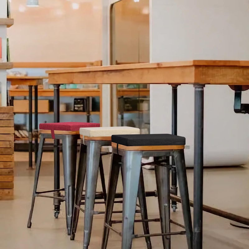 baibu 14 Inch Stool Cushion Square with Ties Set of 2  Non-Slip Bar Stool Square Seat Cushion with with Machine Washable Cover - Two Pads Only  Black (14"" (35CM)) - Image 3