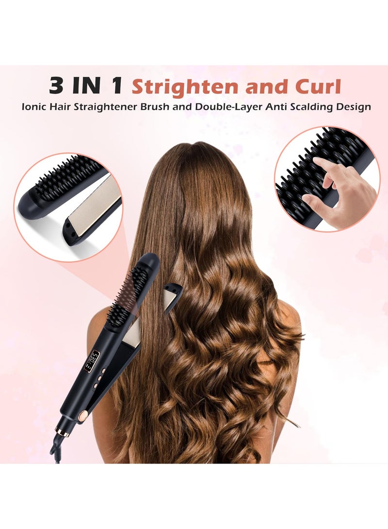 SYOSI Brush Hair Straighteners for Women, Hair Straighteners and Curler 3 in 1 Hair Straightener, 30s Fast Heating, Hot Comb with Adjustable Temp, Lasting Results for Curl/Wave/Straighten Hair - Image 2