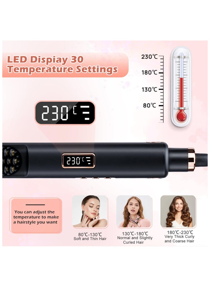 SYOSI Brush Hair Straighteners for Women, Hair Straighteners and Curler 3 in 1 Hair Straightener, 30s Fast Heating, Hot Comb with Adjustable Temp, Lasting Results for Curl/Wave/Straighten Hair - Image 3