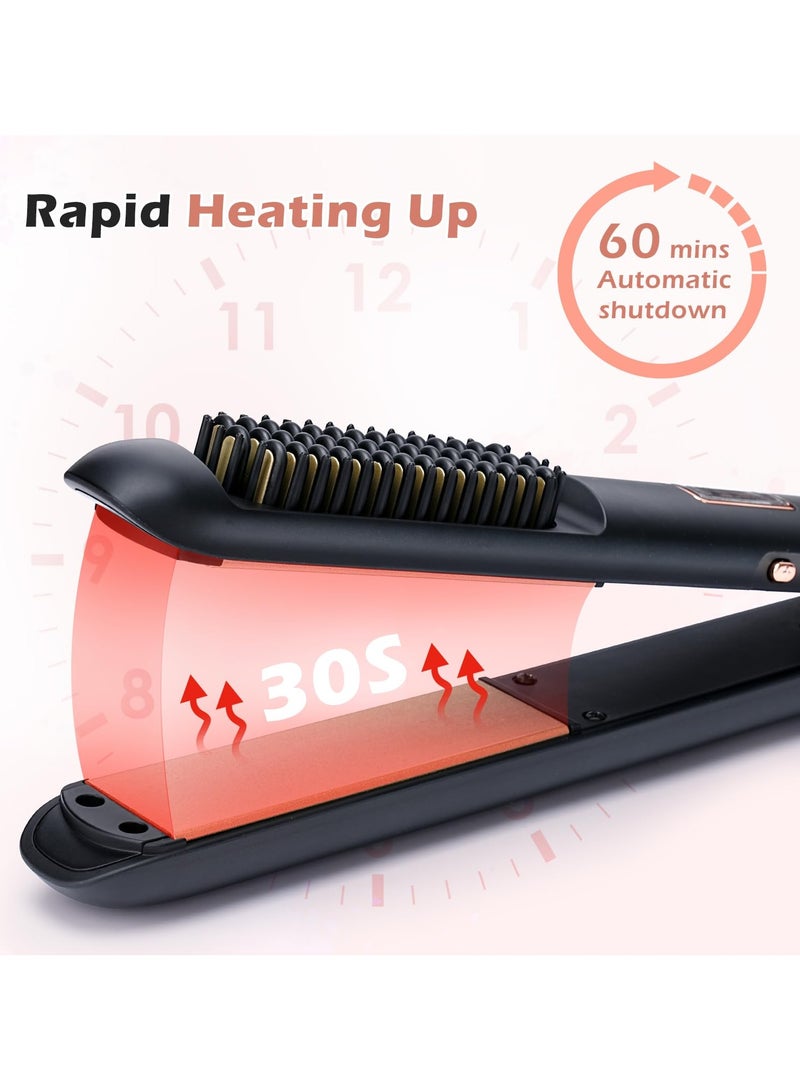 SYOSI Brush Hair Straighteners for Women, Hair Straighteners and Curler 3 in 1 Hair Straightener, 30s Fast Heating, Hot Comb with Adjustable Temp, Lasting Results for Curl/Wave/Straighten Hair - Image 5