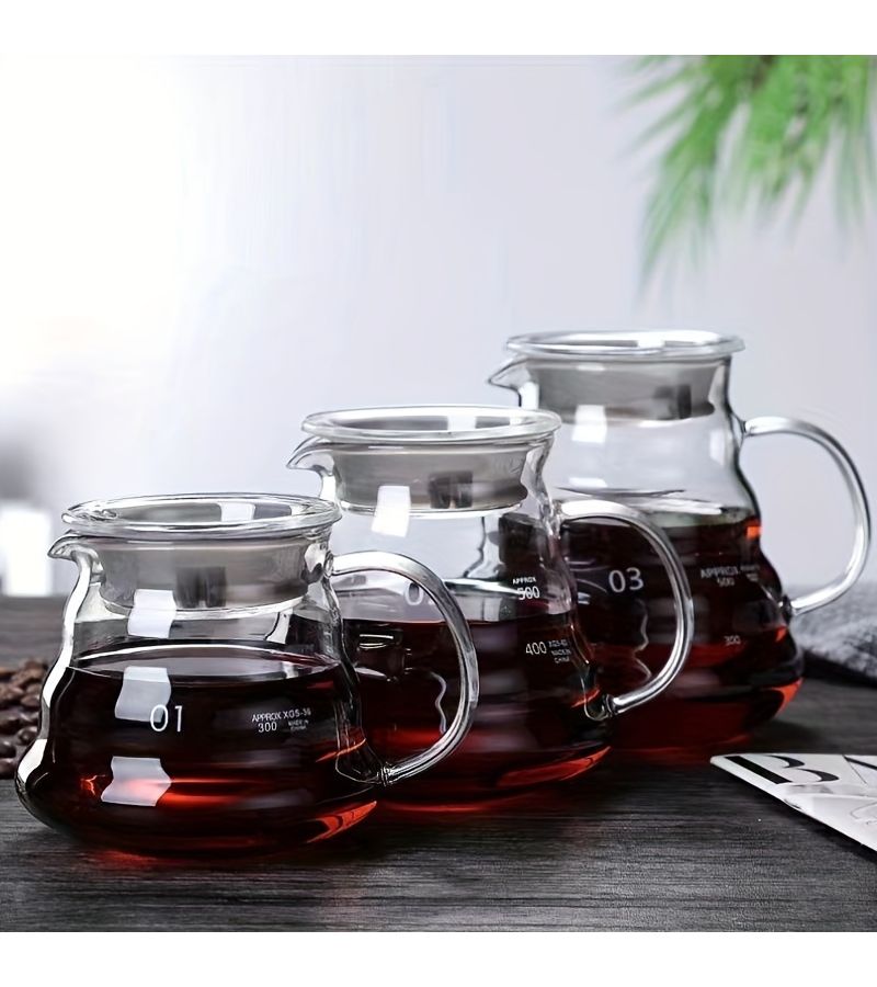 إبريق قهوة زجاجي شفاف عالي البوروسيليكات سعة 12.17 أونصة، أنيق وبسيط - Image 1